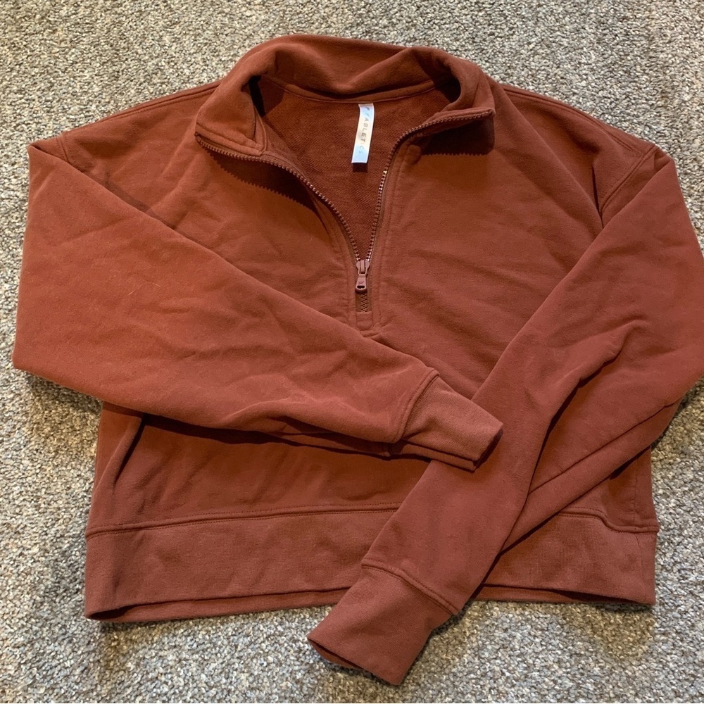 Fabletics Kat Half Zip Java Brown Pullover Size S… - image 6